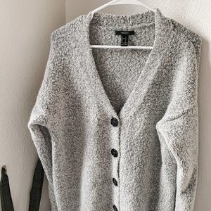 Gray Knitted Cardigan with Button Detail